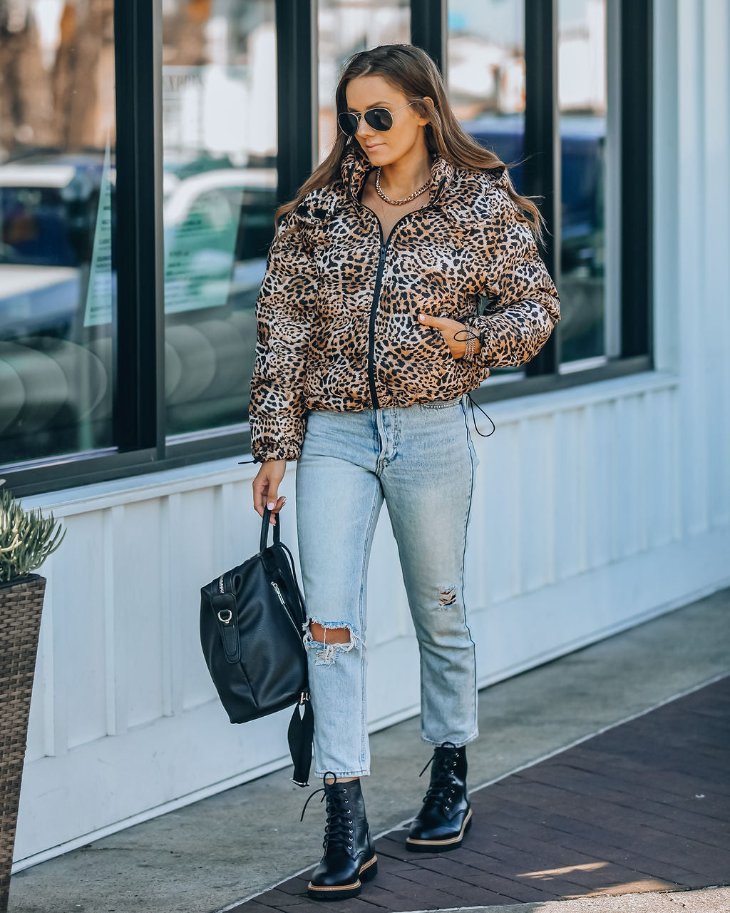 Whistler Pufferjacke mit Leopardenmuster und Kapuze