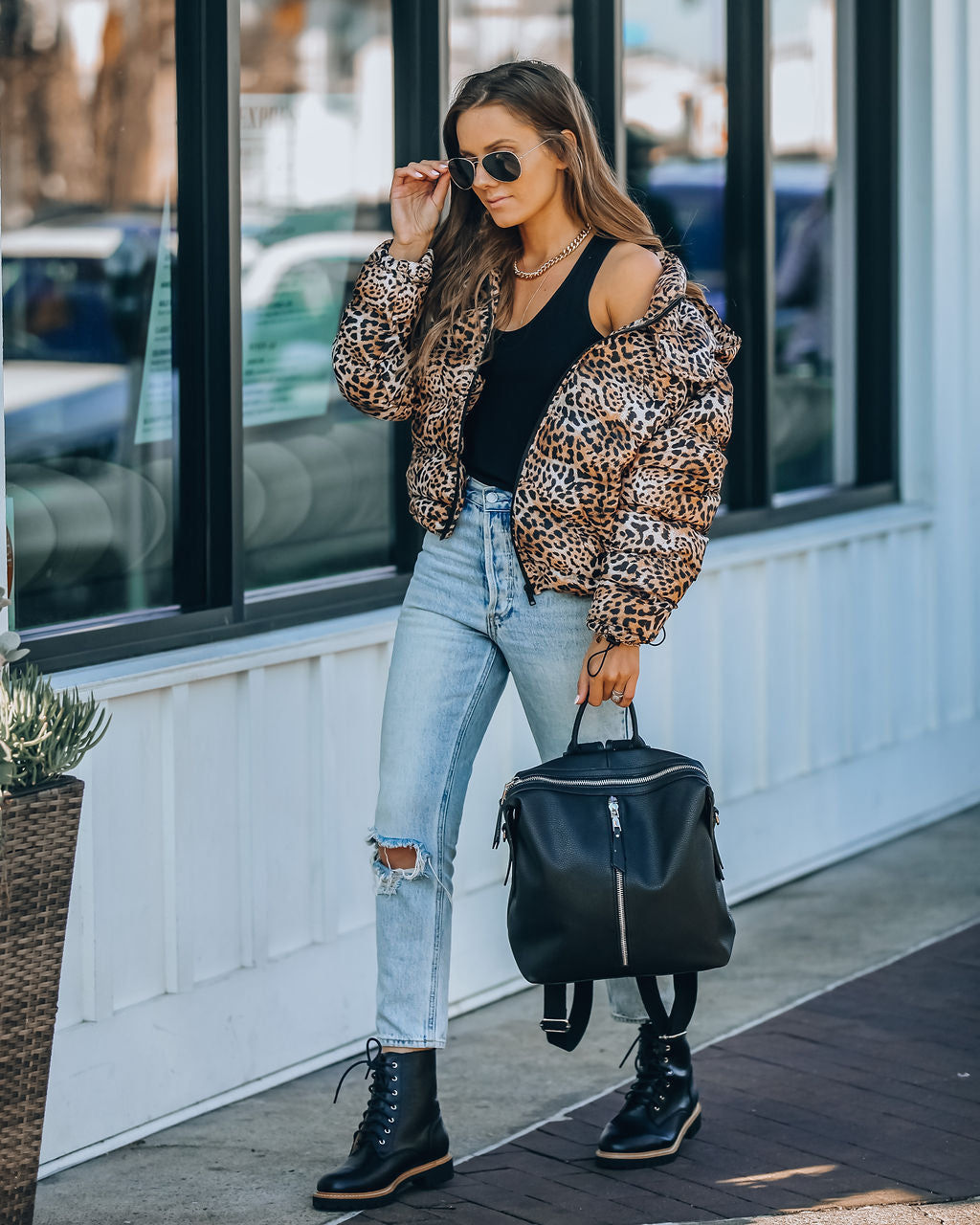 Whistler Pufferjacke mit Leopardenmuster und Kapuze