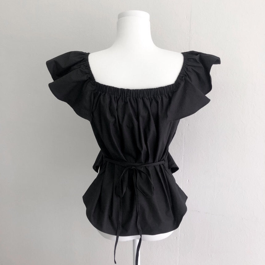Aleah bedruckte Babydoll-Bluse mit Rüschen – ENDVERKAUF