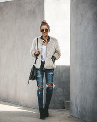 Chaqueta con bolsillos y ribete de piel sintética Vanity 