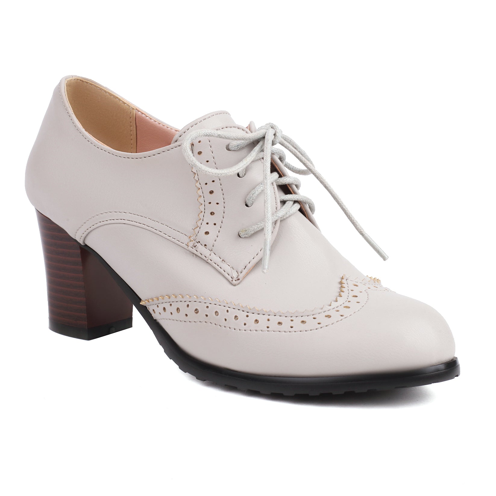 Damen Oxford Schuhe Geschnitzter Schnürstiefel mit mittlerem Absatz