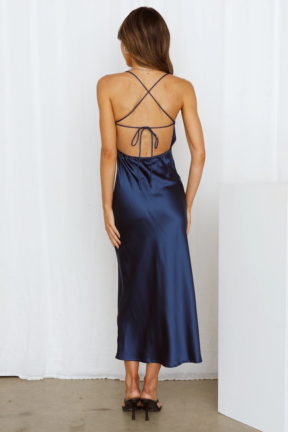 Asymmetrisches Midi-Slip-Kleid Nessa - Blau