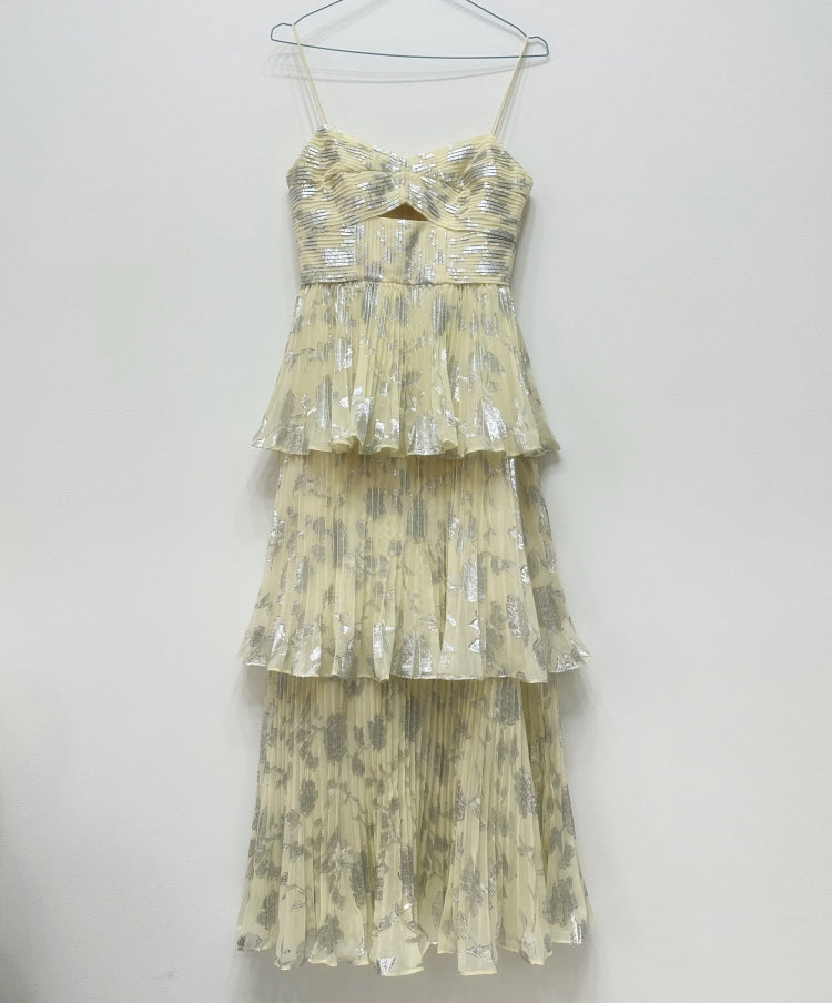 Jacquard-Midikleid mit Stufendesign in Grau