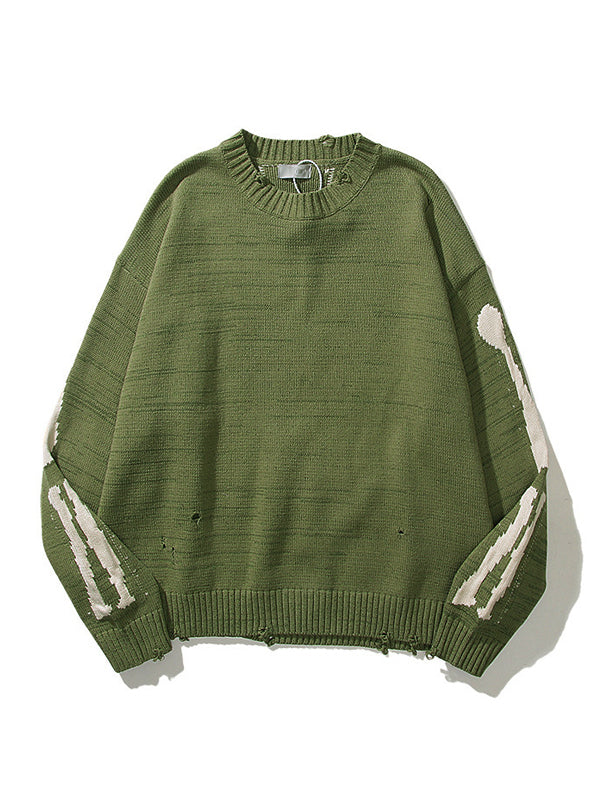 Übergroßer Skelett-Strickpullover