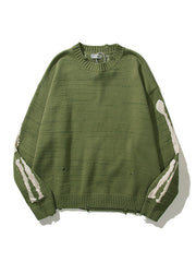 Übergroßer Skelett-Strickpullover