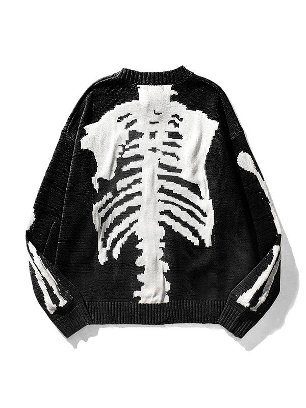 Übergroßer Skelett-Strickpullover