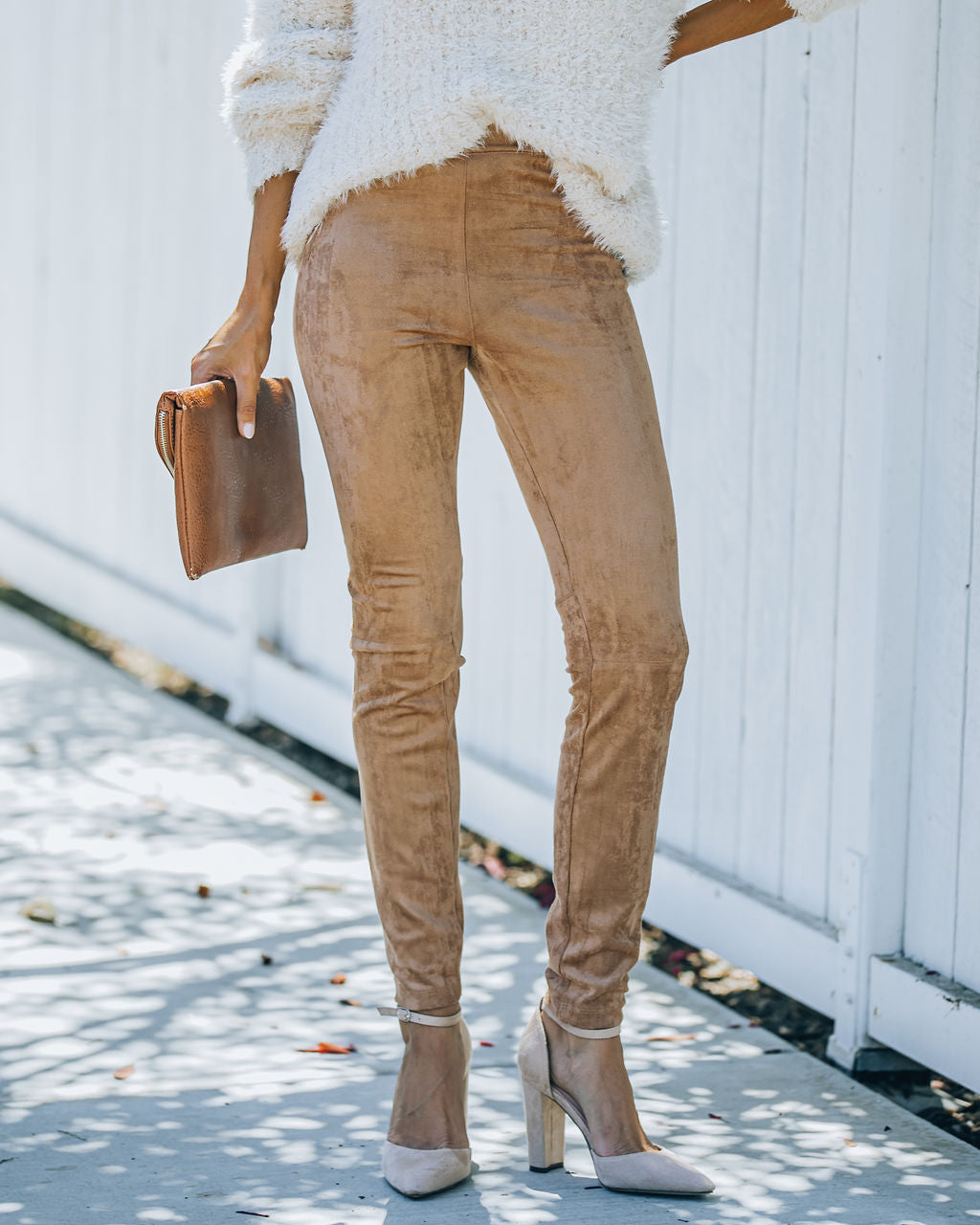 Hudson High Rise Faux Suede Legging - Taupe - FINAL SALE