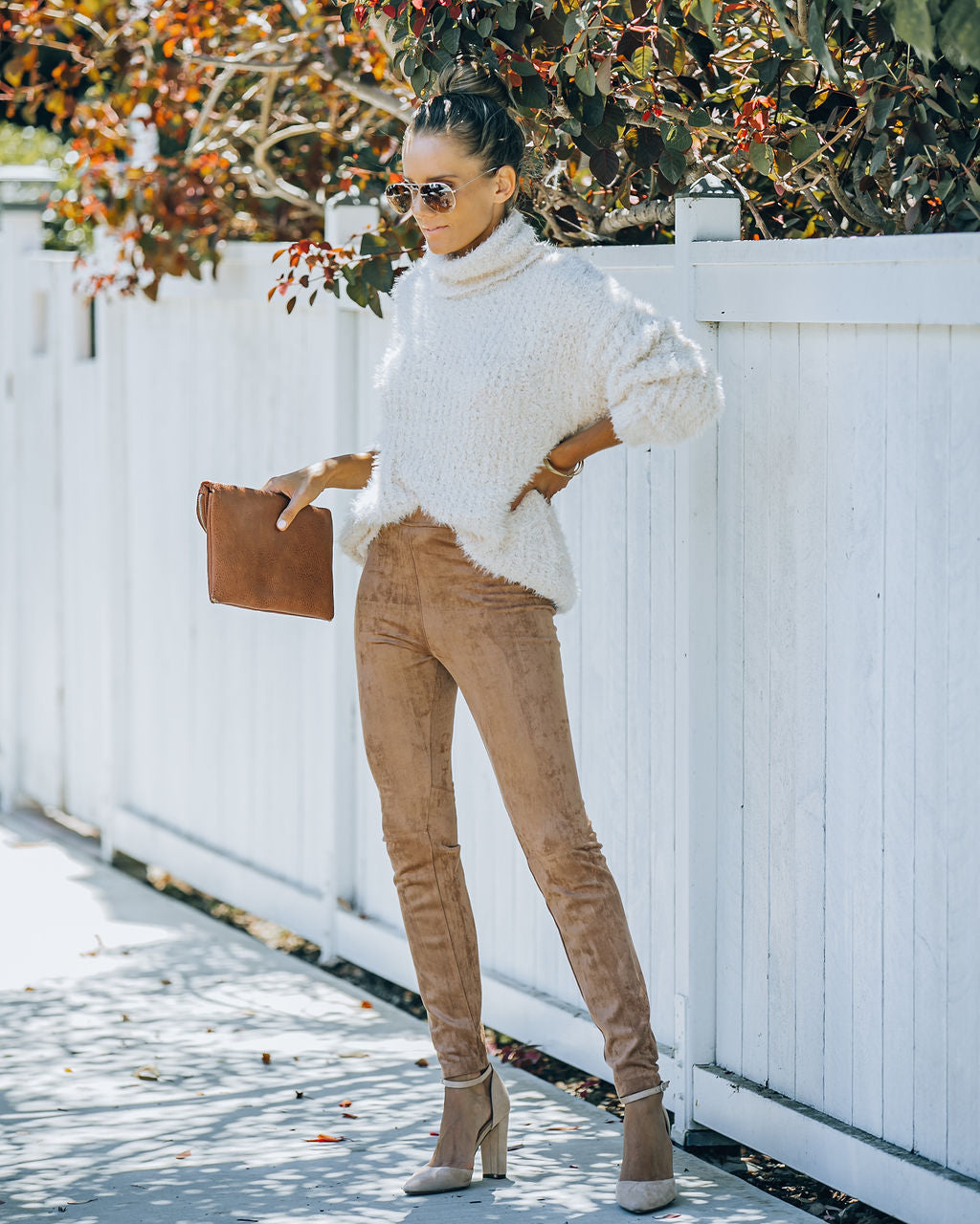 Hudson High Rise Faux Suede Legging - Taupe - FINAL SALE