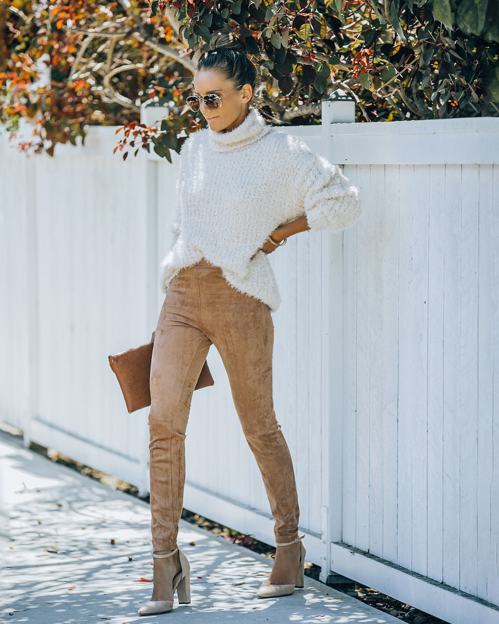 Hudson High Rise Faux Suede Legging - Taupe - FINAL SALE