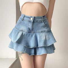 Denim-Kuchenröcke mit hoher Taille