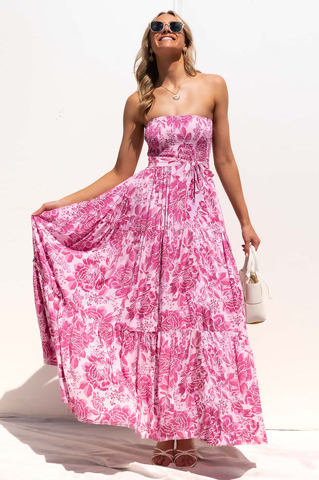Vestido floral bohemio sin mangas