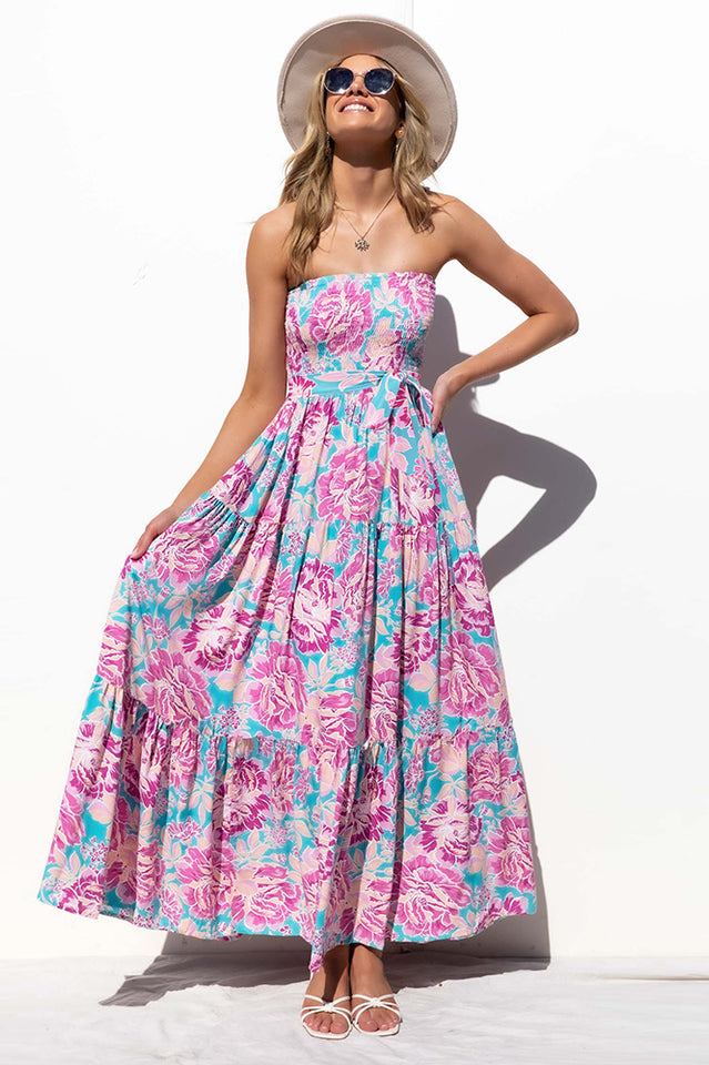 Vestido floral bohemio sin mangas