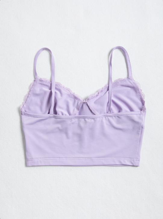 Lace Trim Tie Front Cami Crop Top Sai Feel