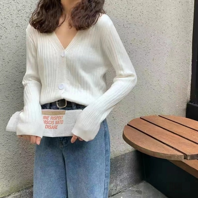 Dicker Cardigan im Herbst-Frühlingsstil mit Knöpfen