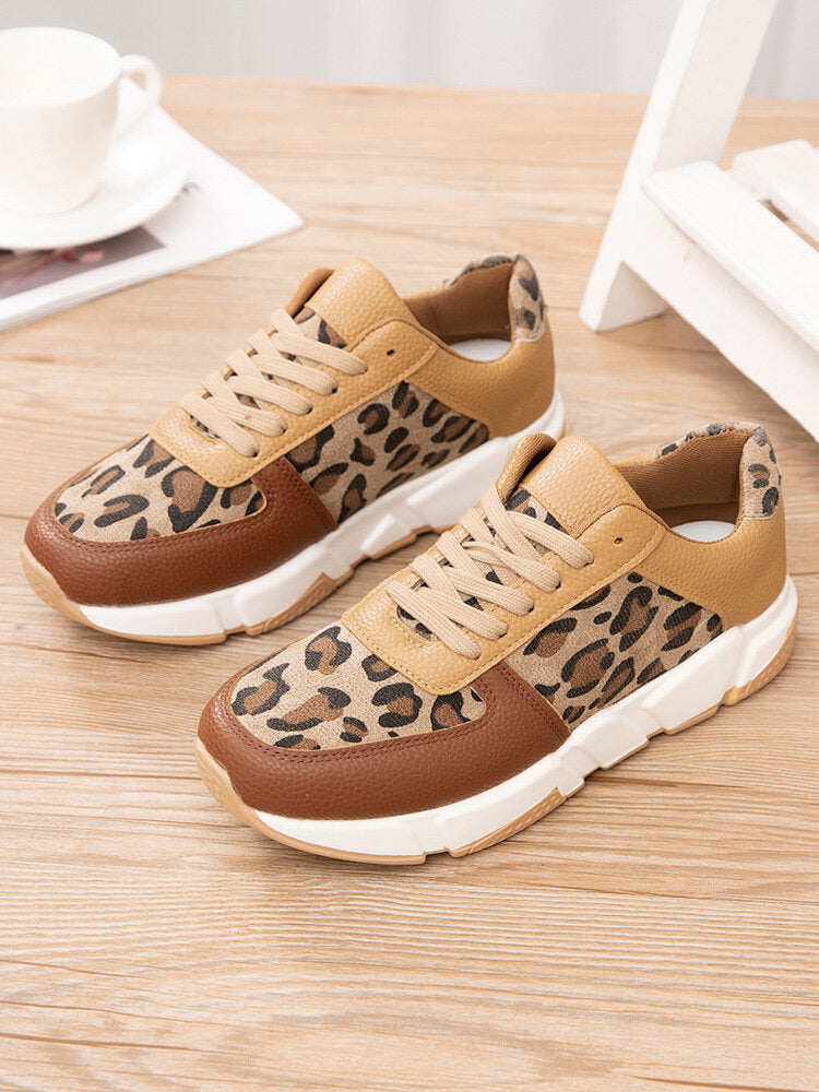 Zapatillas deportivas casuales de leopardo de PU