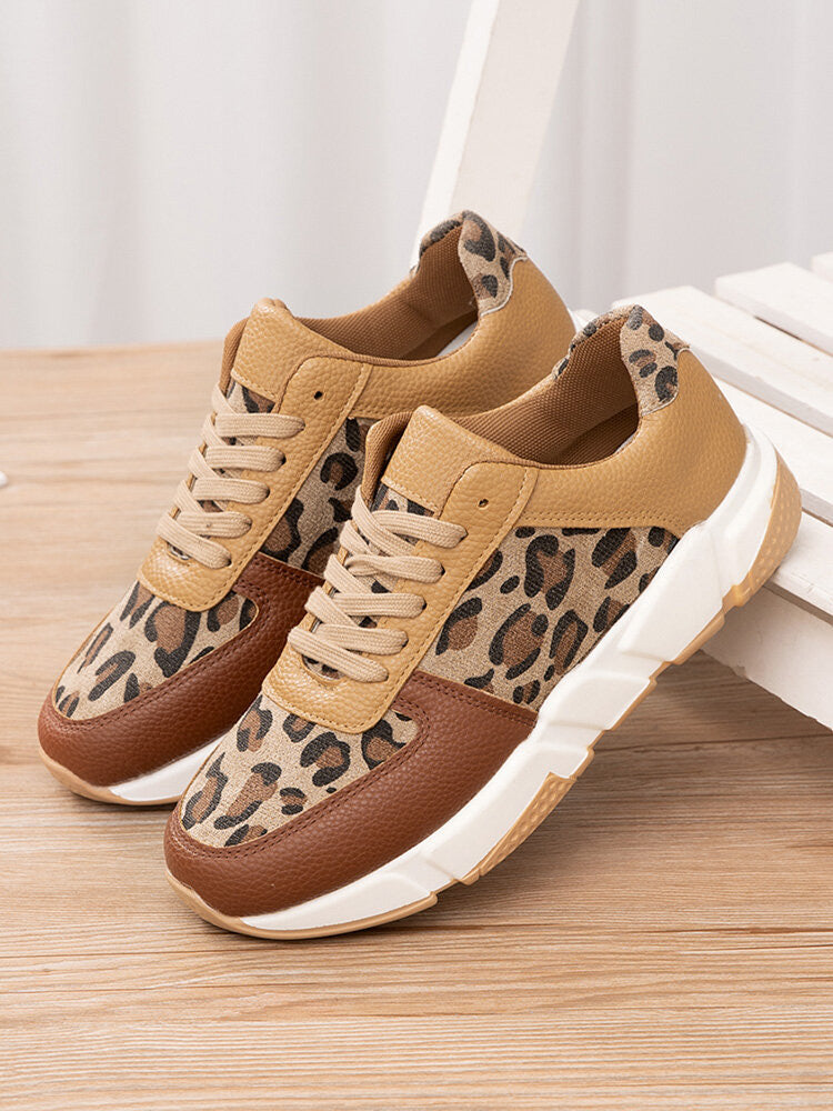Zapatillas deportivas casuales de leopardo de PU