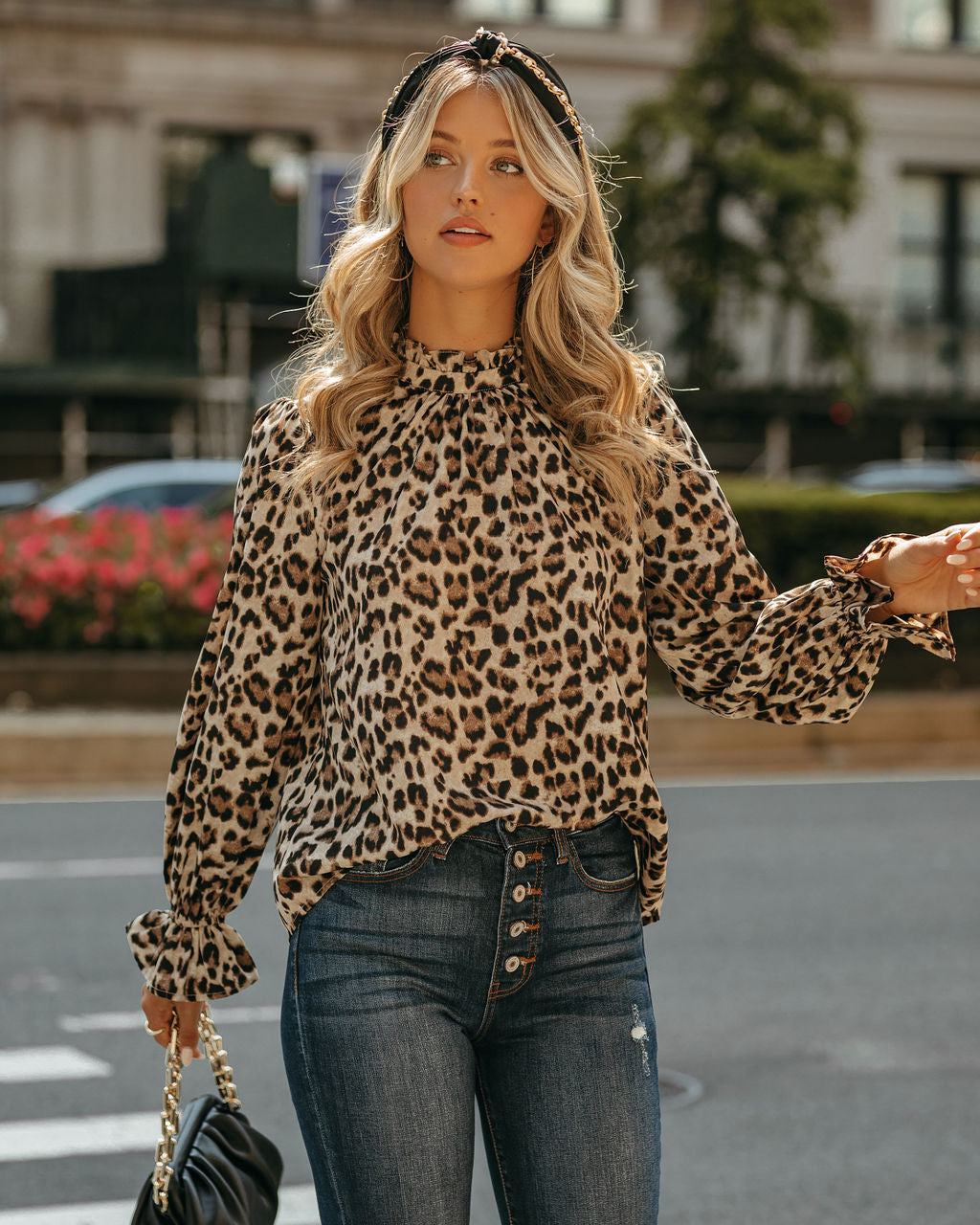 Lenox – Bluse mit Leopardenmuster und Rüschen