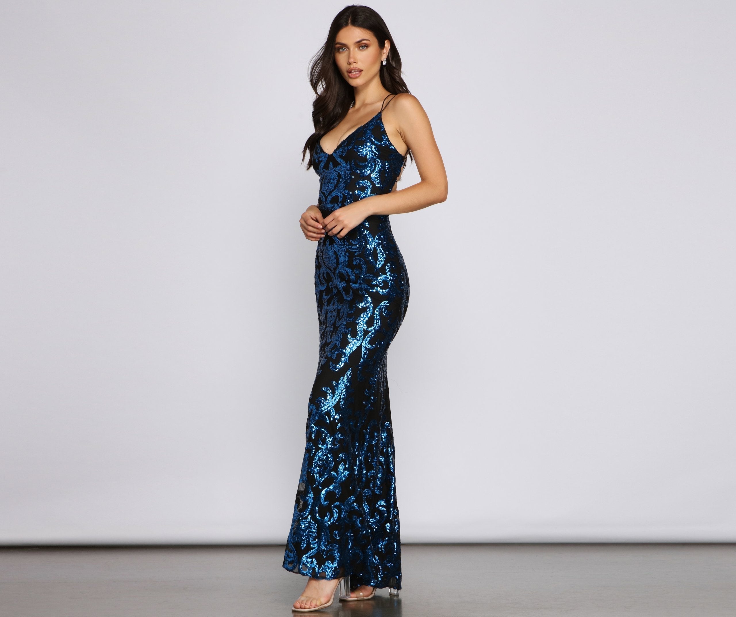 Lila Formal Open Back Sequin Mermaid Dress Sai Feel