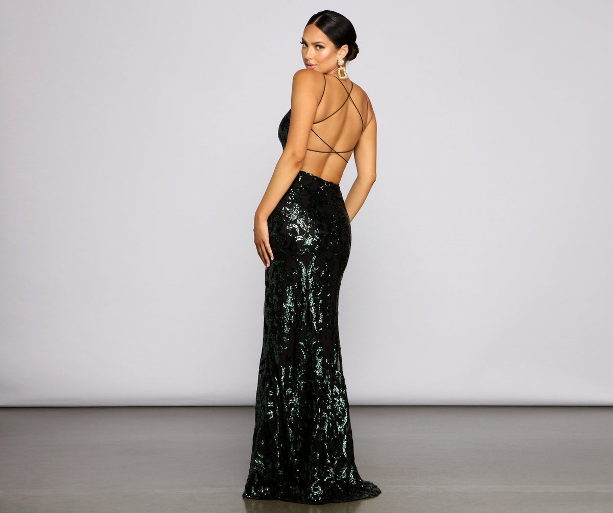 Lila Formal Open Back Sequin Mermaid Dress Sai Feel