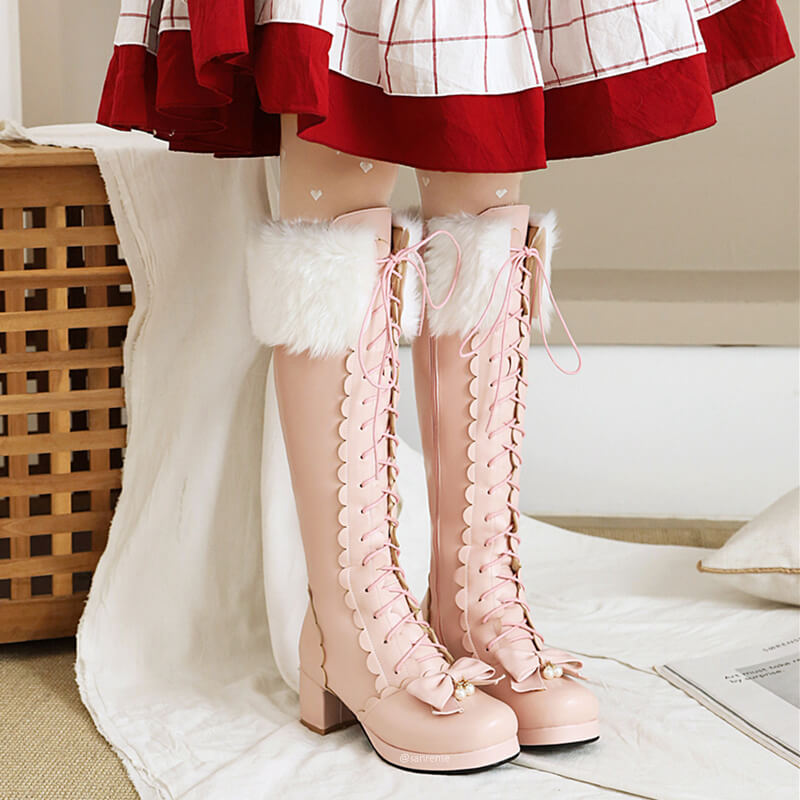 Botas Lolita con lazo de peluche