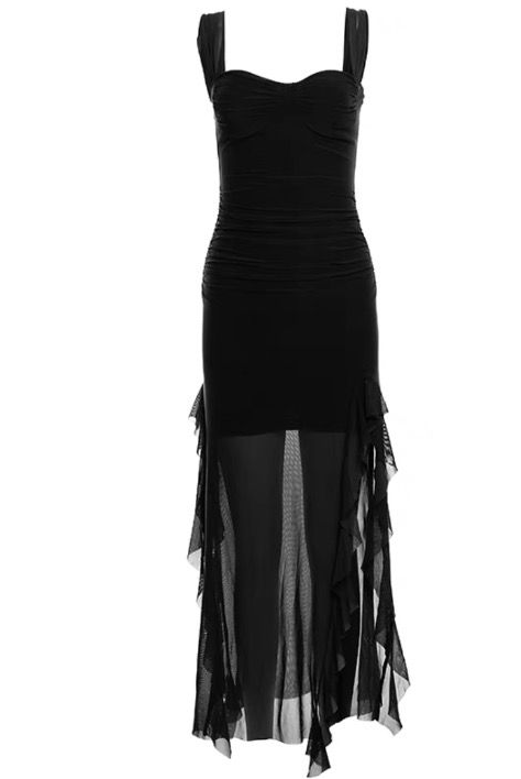 Minivestido halter asimétrico fruncido