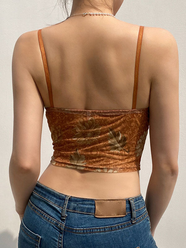 Asymmetrisches kurzes Cami-Top aus Netzstoff