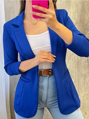 Traje de chaqueta de un botón con solapa de pico para mujer