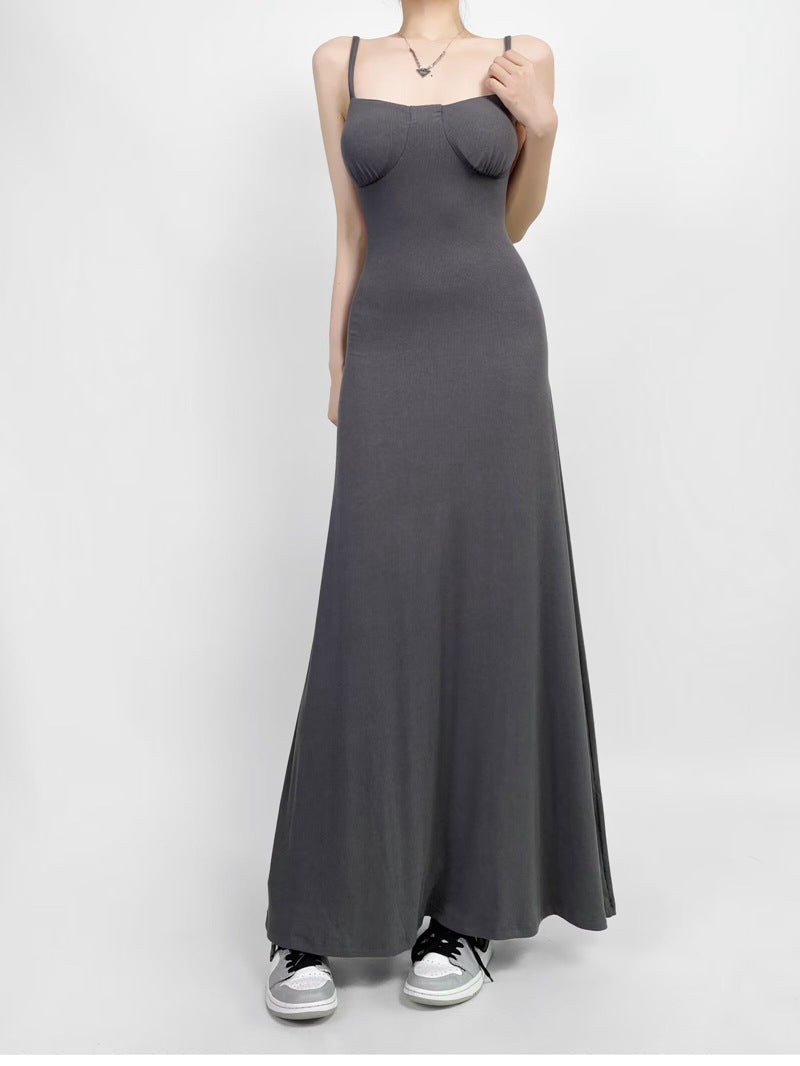 Anabella – Schwarzes Maxikleid mit Schnürung - Grau