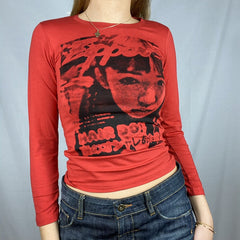 Pixel Face Print Long Sleeve Tee