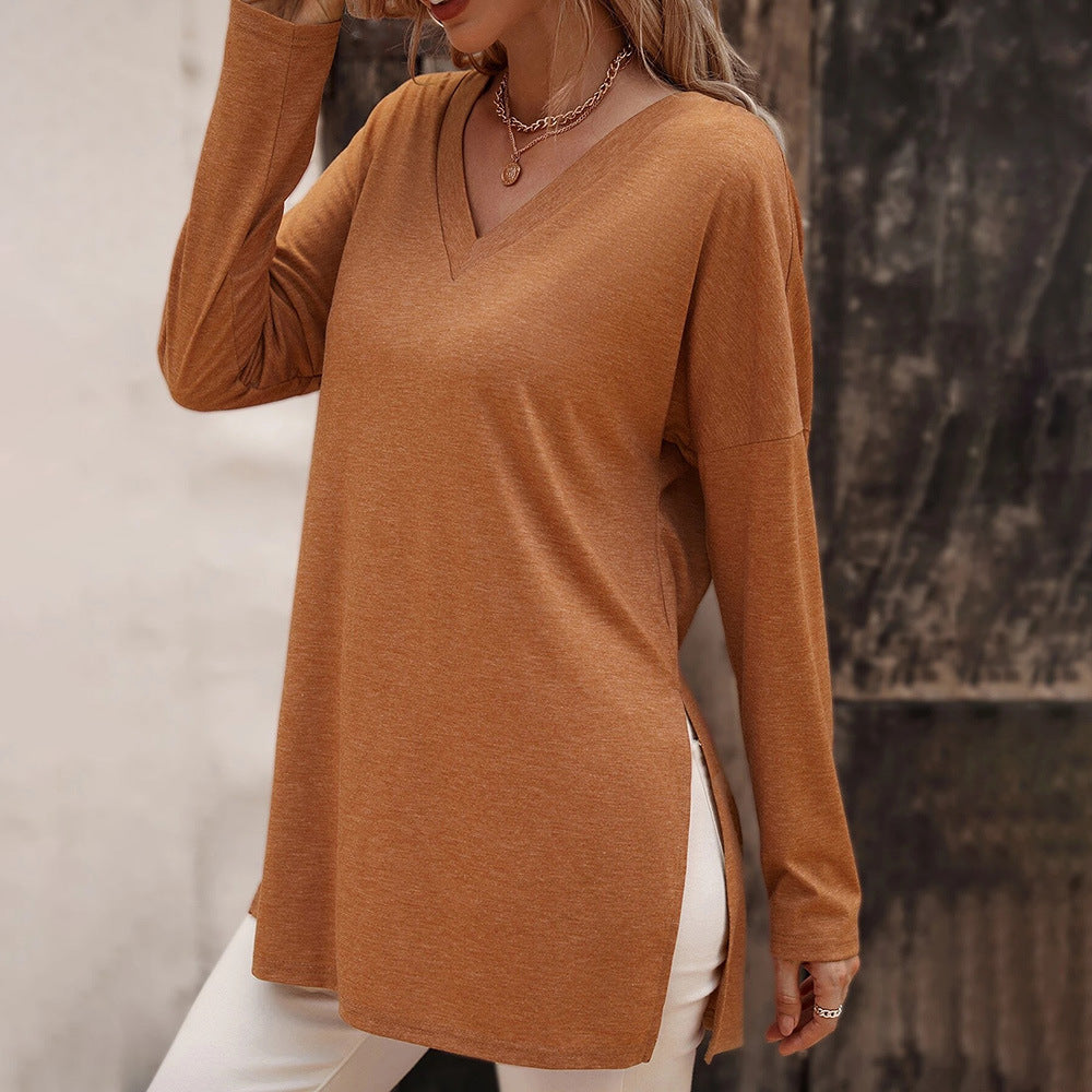 Vital Pullover mit V-Ausschnitt und gerippten Ärmeln - Latte