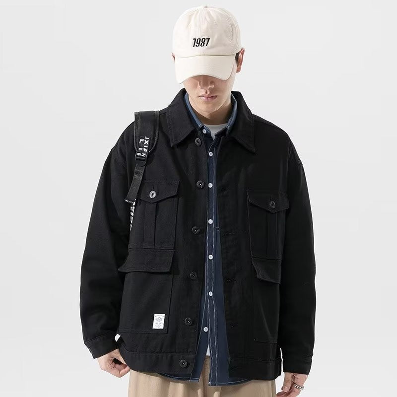 Color oversized denim jacket for men