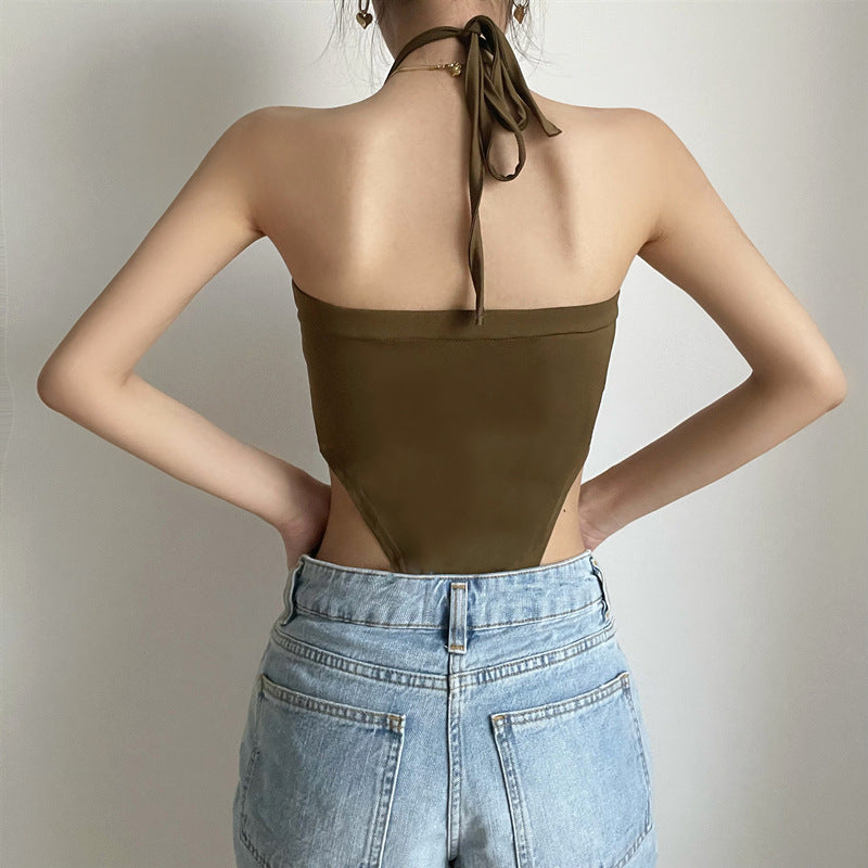 Einfarbiger Neckholder-Body mit Schlitz