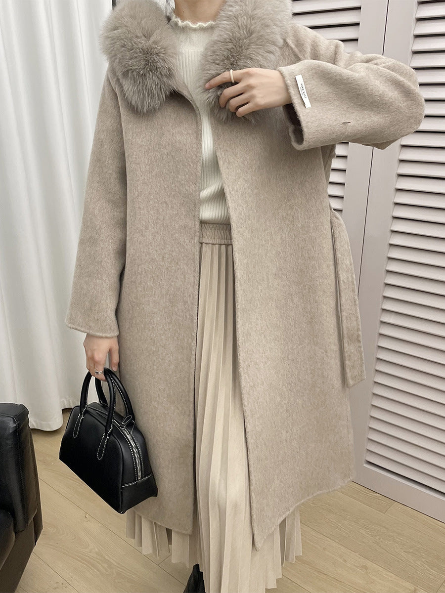 Frederica Pocketed Faux Fur Collar Coat