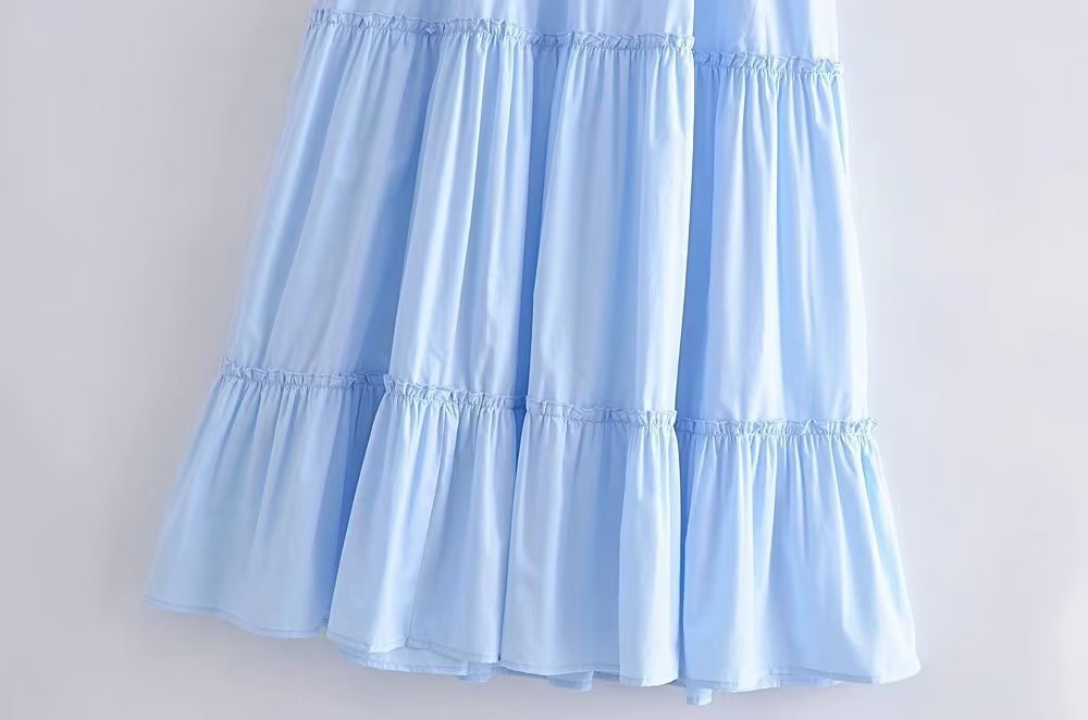 Tru Tiered Rüschen-Maxikleid - Puderblau