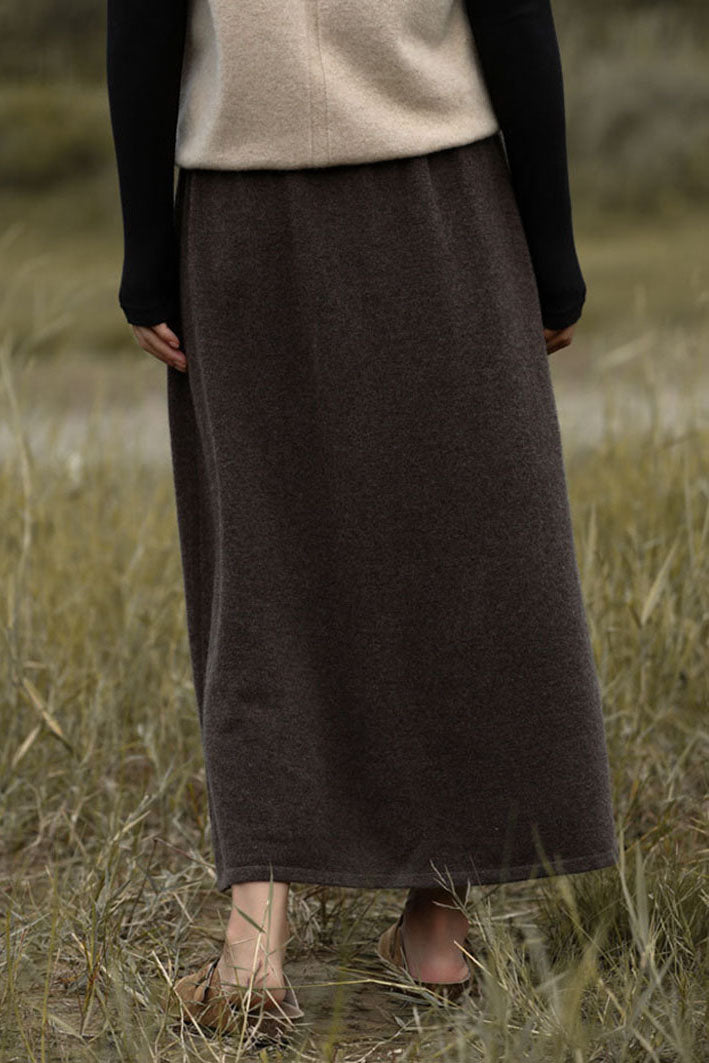 A-Linien-Rock aus 100 % reiner Wolle mit hoher Taille und Taschen