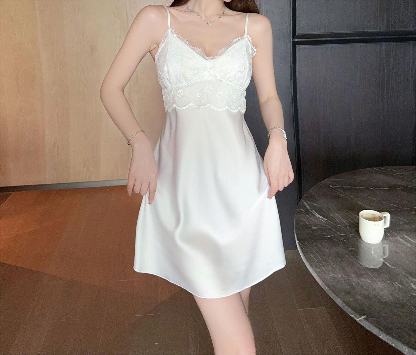 Avidlove Nachtwäsche Nachthemd Spitze Chemises Nachthemd V-Ausschnitt Full Slip