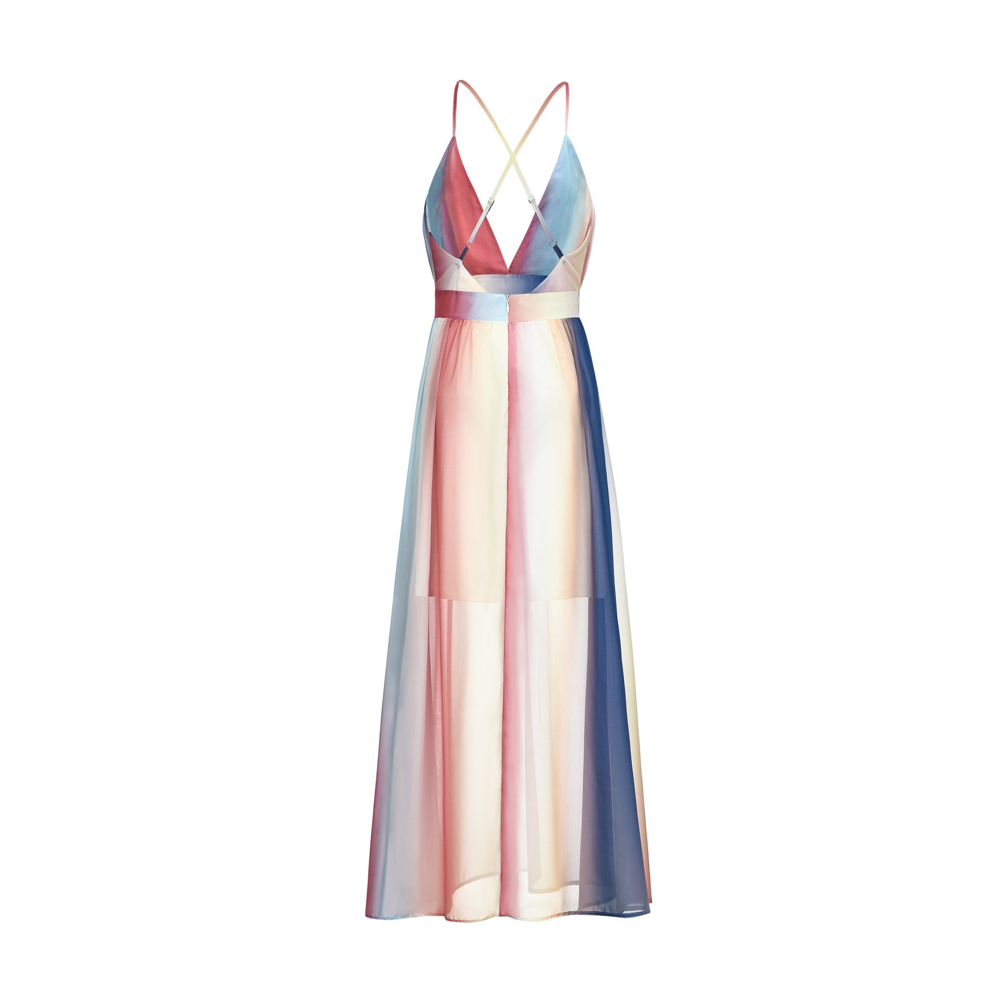 Zyva – Gestreiftes Chiffon-Midikleid mit Schleife