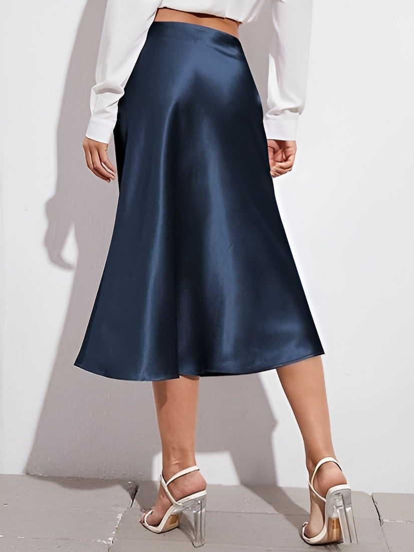Minimalist Satin Midi Skirt