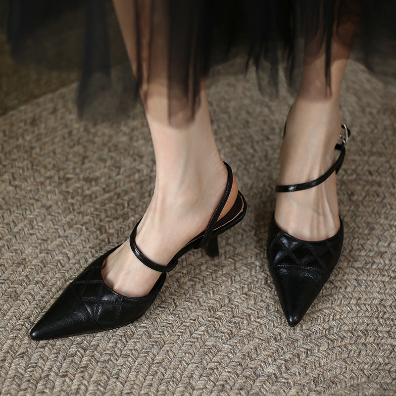 Cori Crocodile Embossed Leather Slingback Sculptural Heels NEW GEW