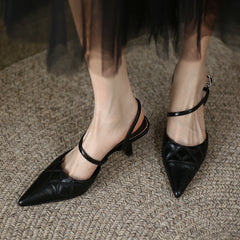 Cori Crocodile Embossed Leather Slingback Sculptural Heels NEW GEW