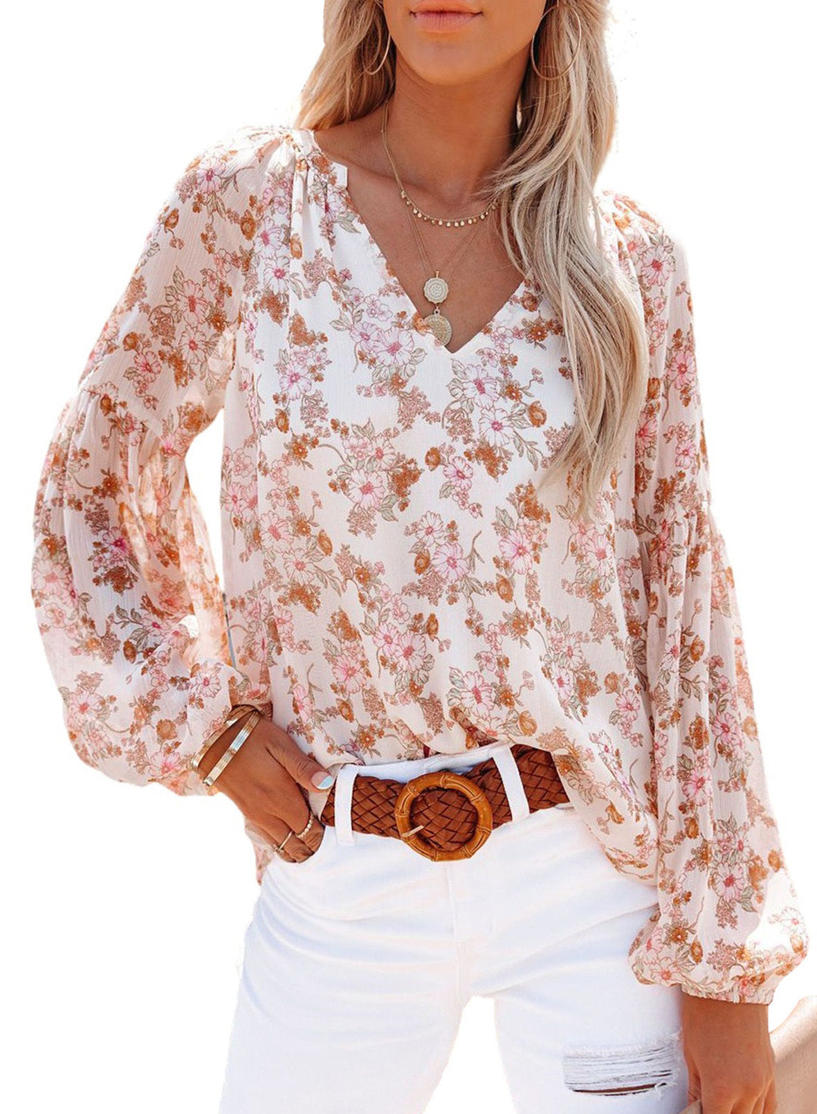 Blusa con volantes y estampado "Symbolize Love"