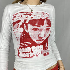 Pixel Face Print Long Sleeve Tee