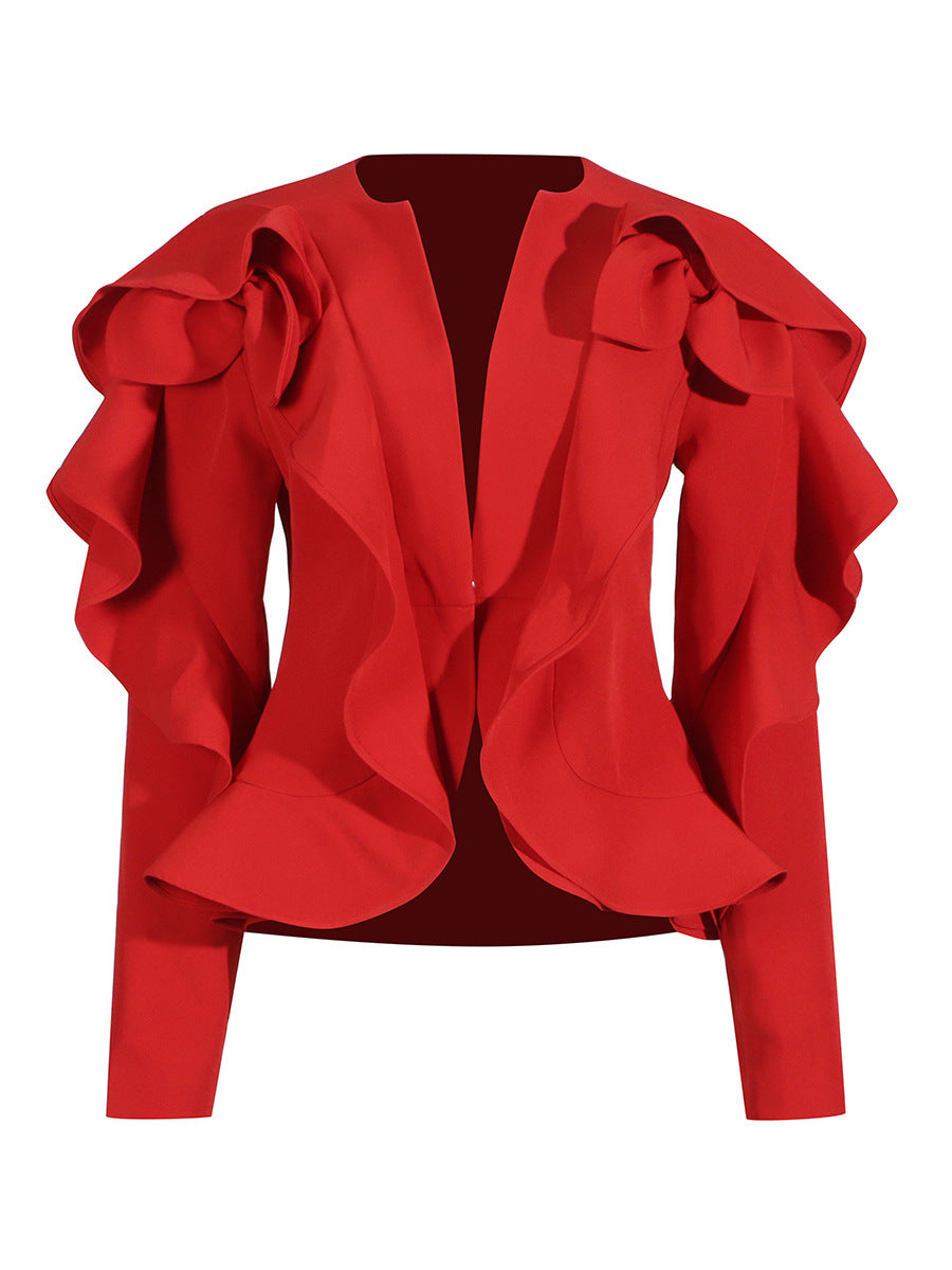 ROTE RÜSCHENJACKE