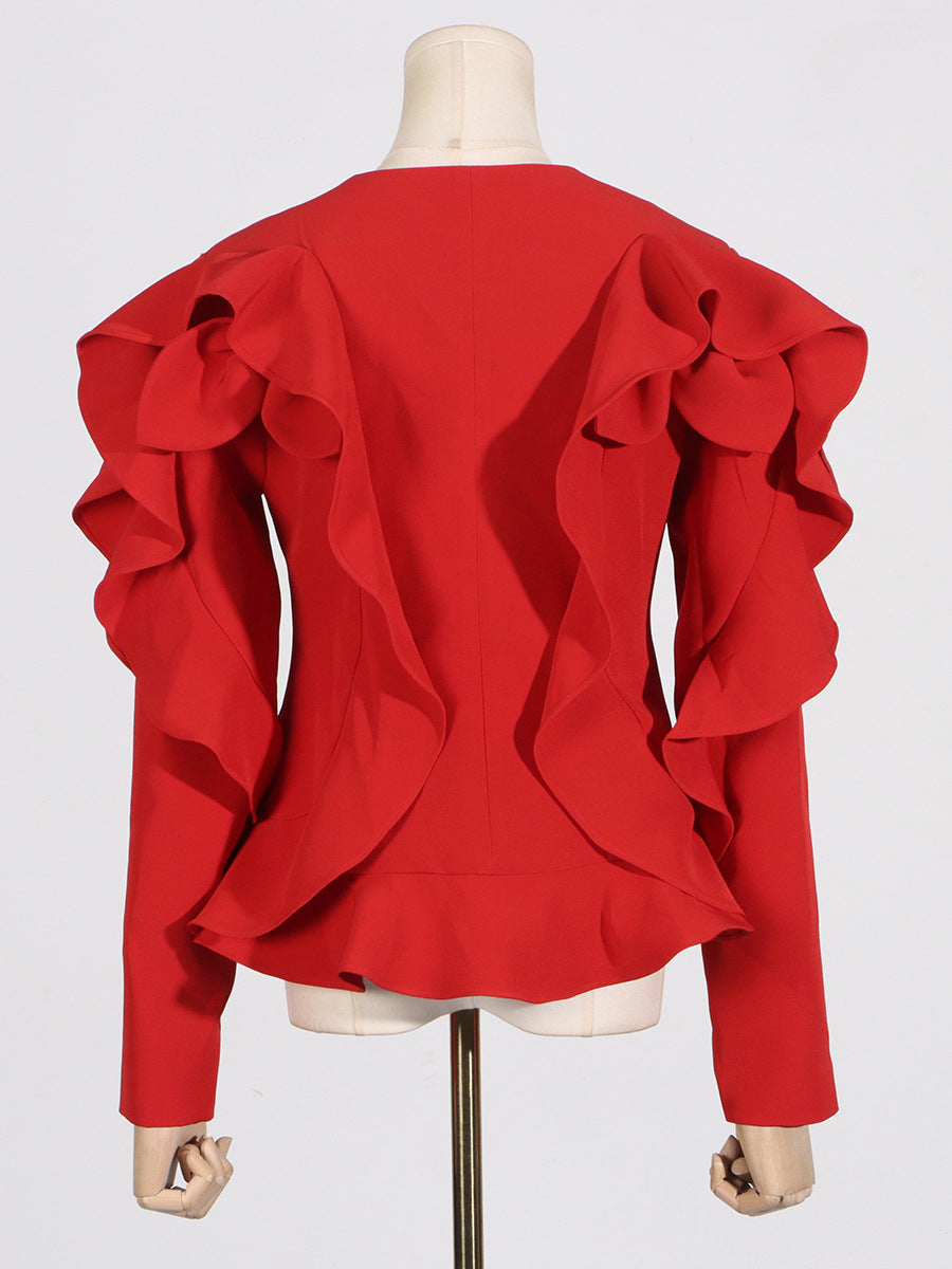 ROTE RÜSCHENJACKE