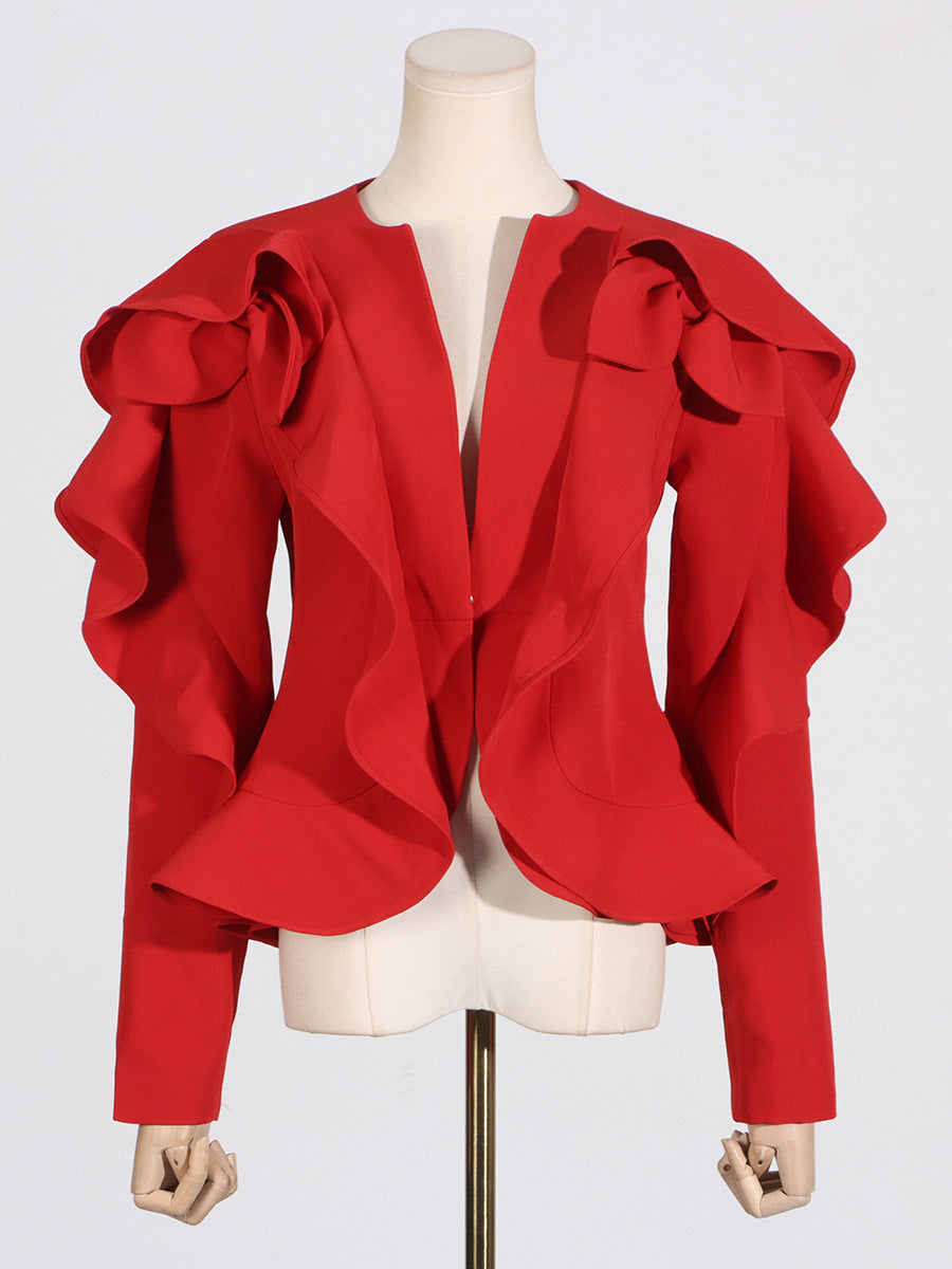 ROTE RÜSCHENJACKE