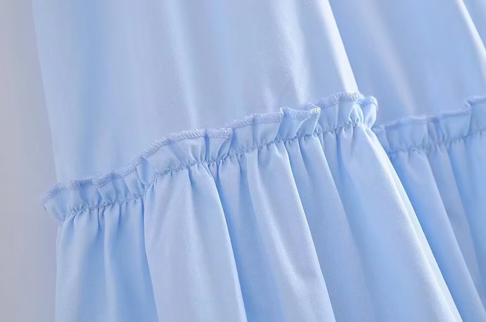 Tru Tiered Rüschen-Maxikleid - Puderblau