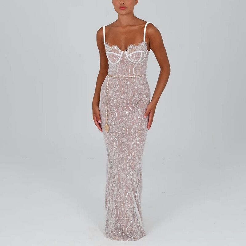 Nira Sweetheart Mesh-Midikleid
