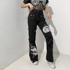 Heiße Jeans mit hoher Taille und Metallschnalle