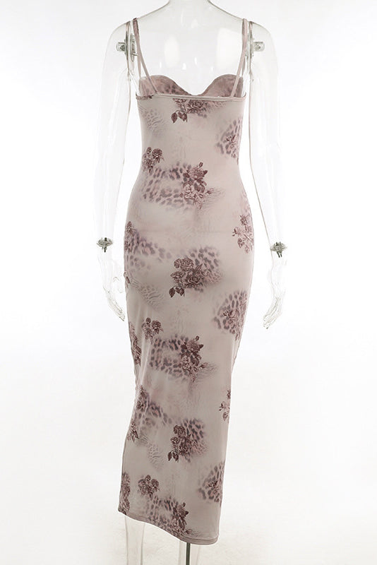 Ärmelloses Maxikleid mit Print und Spitze im Sweetheart-Stil - Blumen