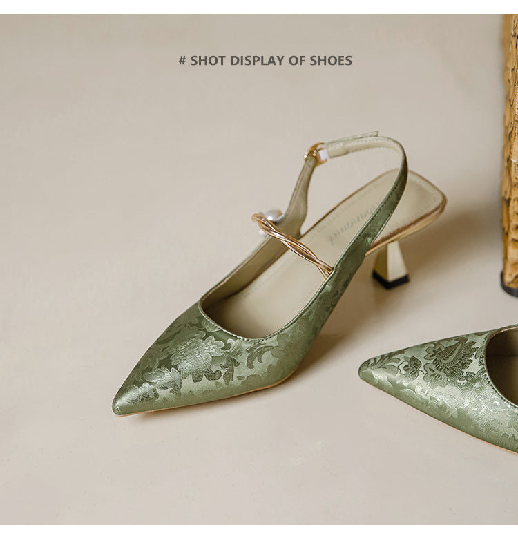 Faiga – Rosa Slingback-Pumps mit Perlen